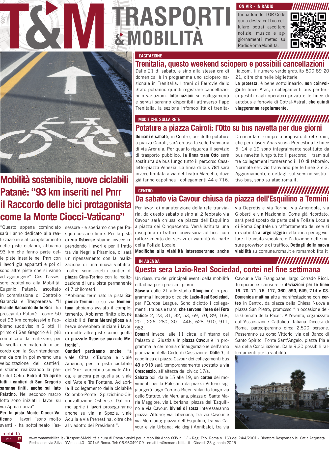 Mobilità sostenibile, nuove ciclabili Patanè: “93 km inseriti nel Pnrr il Raccordo delle bici protagonista come la Monte Ciocci-Vaticano”