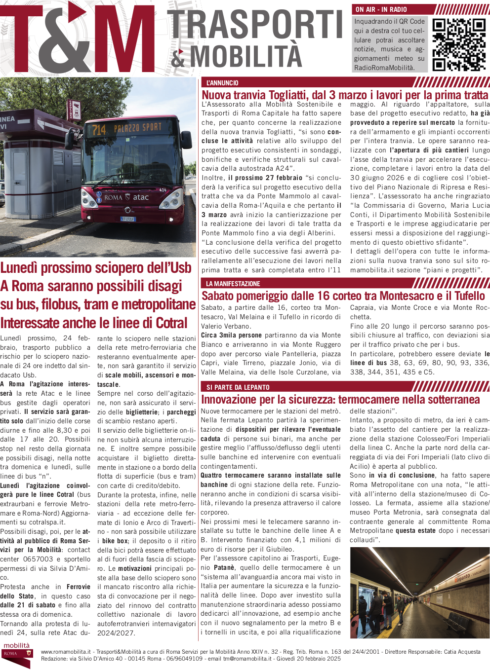 sciopero del trasporto pubblico il 24 febbraio 2025