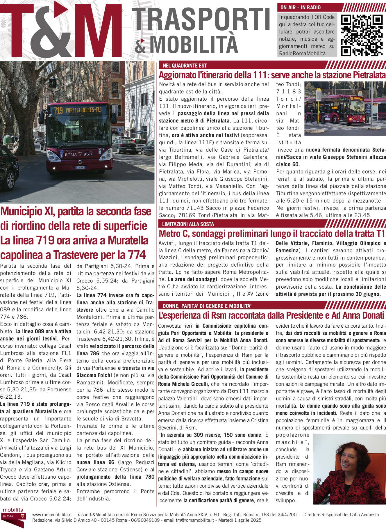 Municipio XI, partita la seconda fase di riordino della rete di superficie La linea 719 ora arriva a Muratella capolinea a Trastevere per la 774