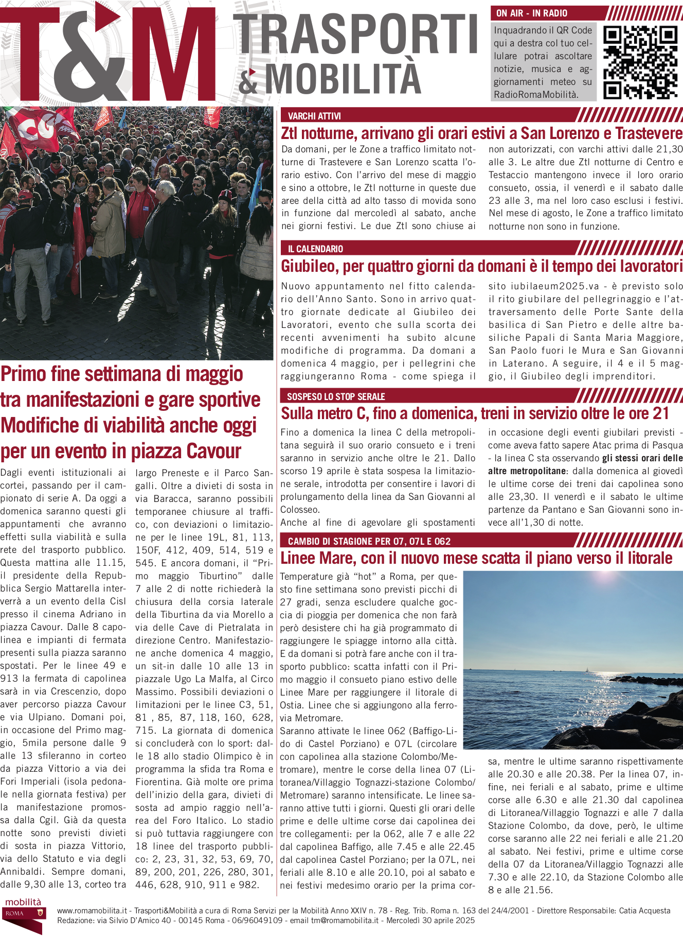 Primo  fine settimana di maggio tra manifestazioni e gare sportive Modifiche di viabilità anche oggi per un evento in piazza Cavour