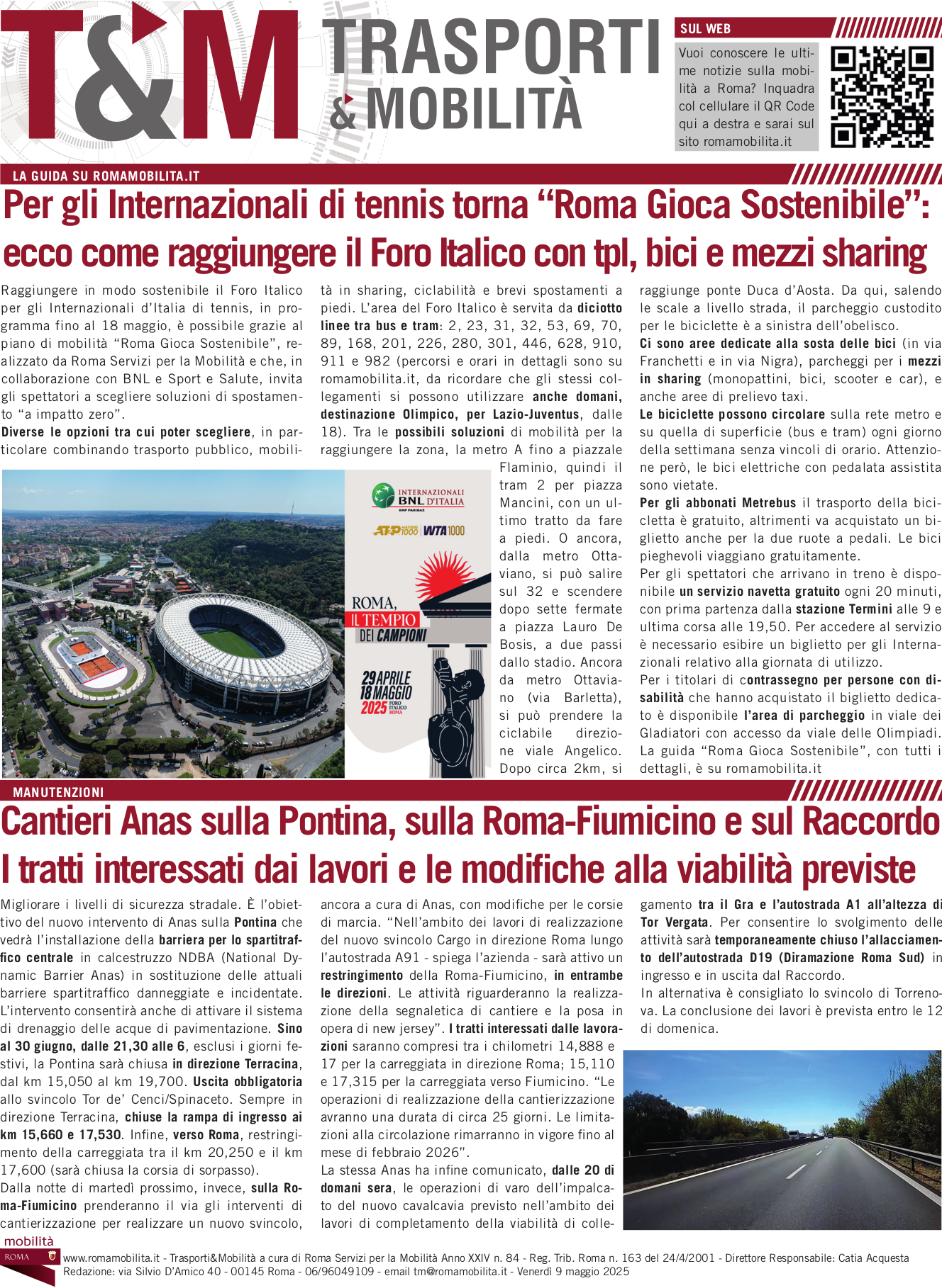 Per gli Internazionali di tennis torna “Roma Gioca Sostenibile”: ecco come raggiungere il Foro Italico con tpl, bici e mezzi sharing