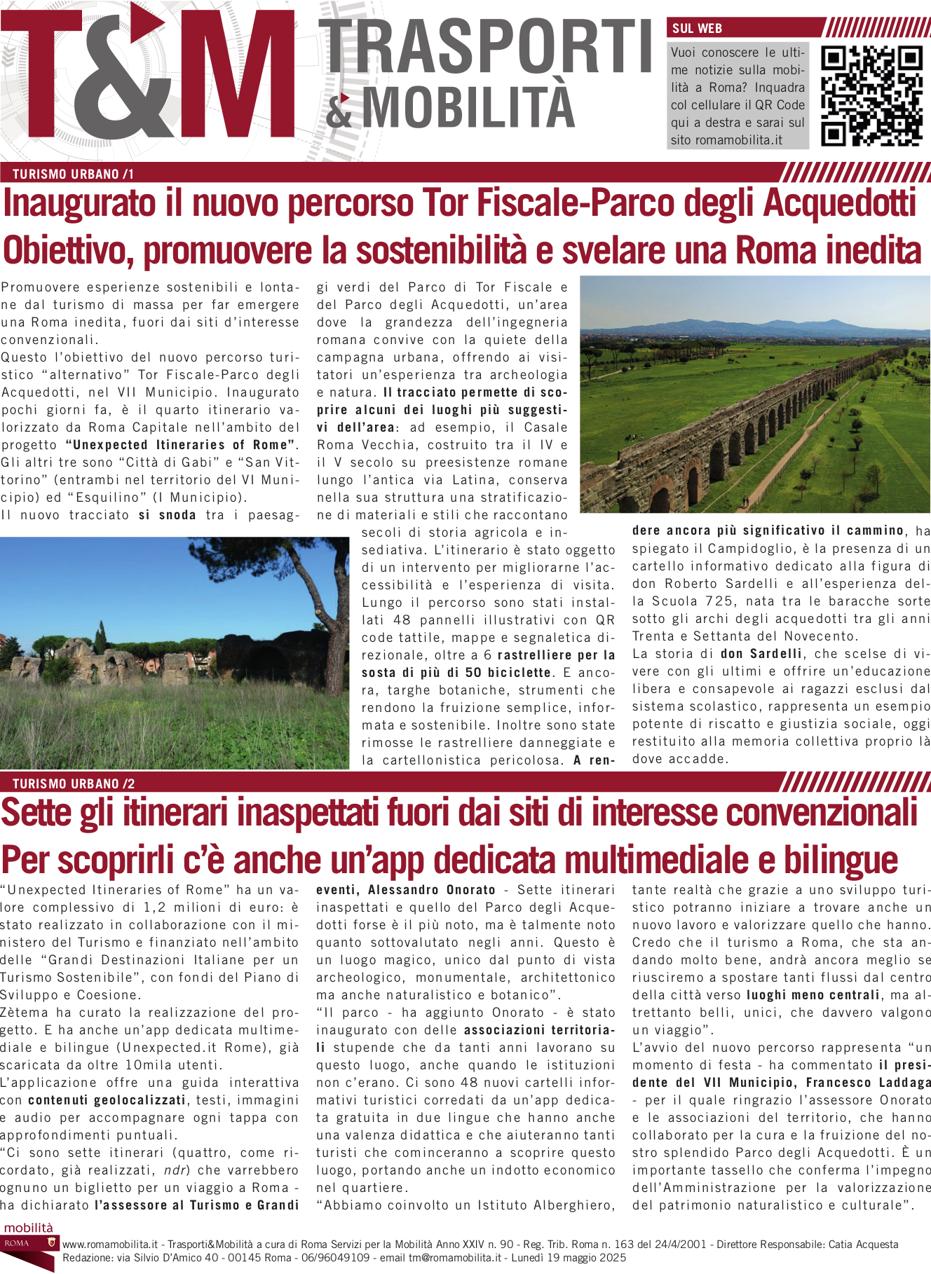 Inaugurato il nuovo percorso Tor Fiscale-Parco degli Acquedotti Obiettivo, promuovere la sostenibilità e svelare una Roma inedita