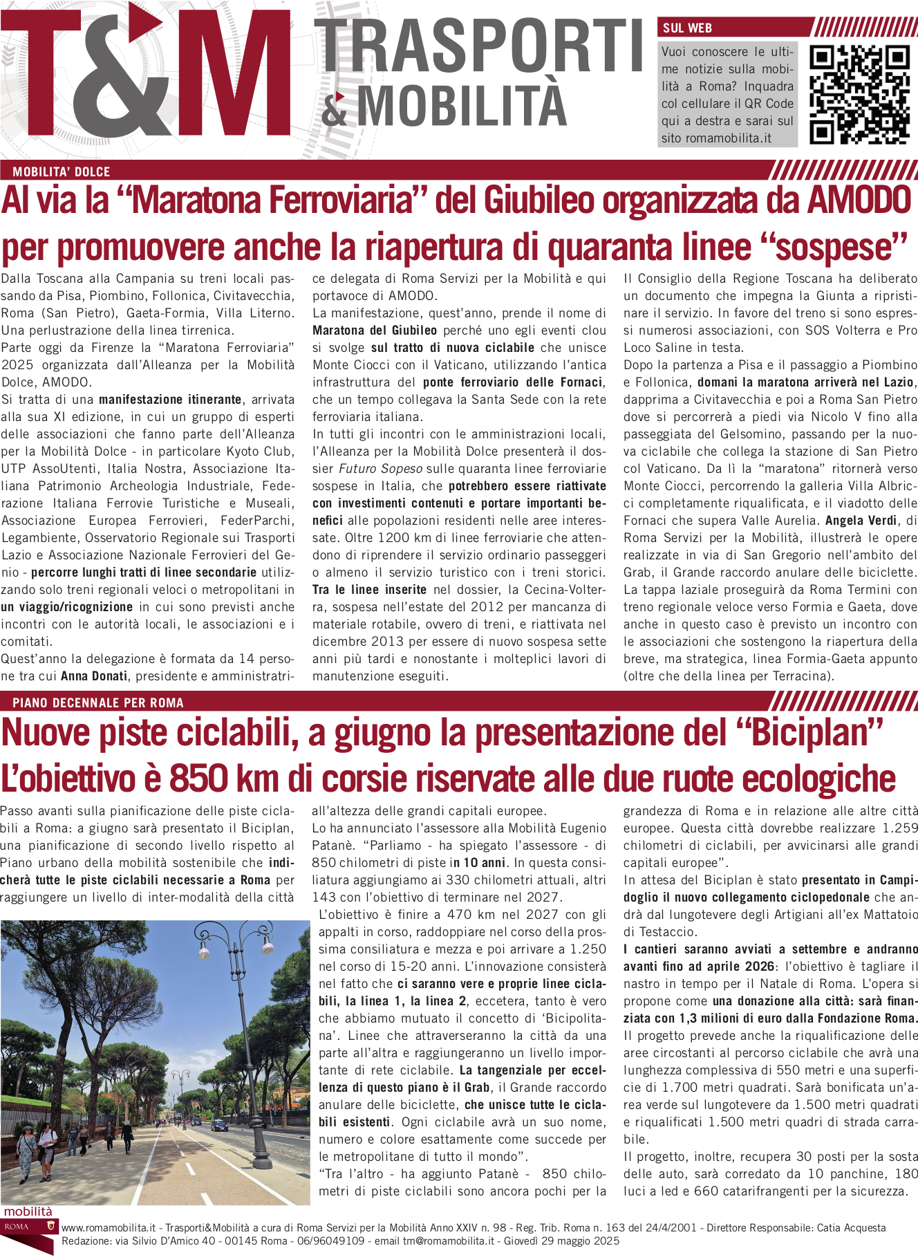 Al via la “Maratona Ferroviaria” del Giubileo organizzata da AMODO per promuovere anche la riapertura di quaranta linee “sospese”
