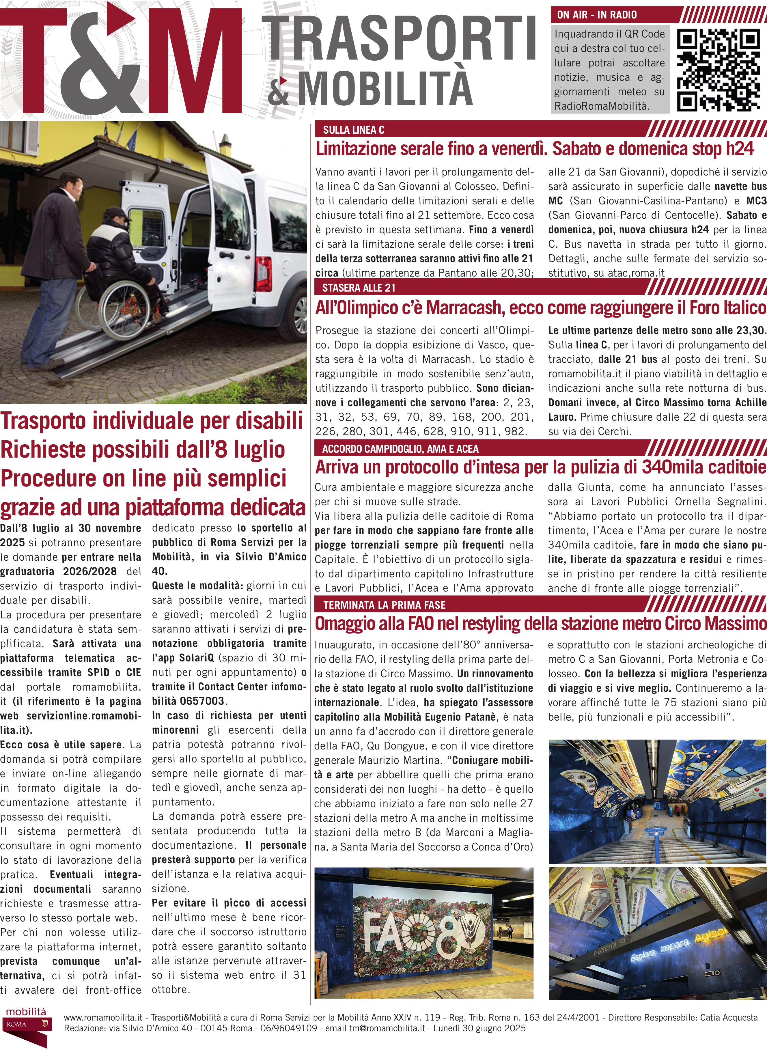 Trasporto individuale per disabili, dall'8 luglio procedure online semplificate