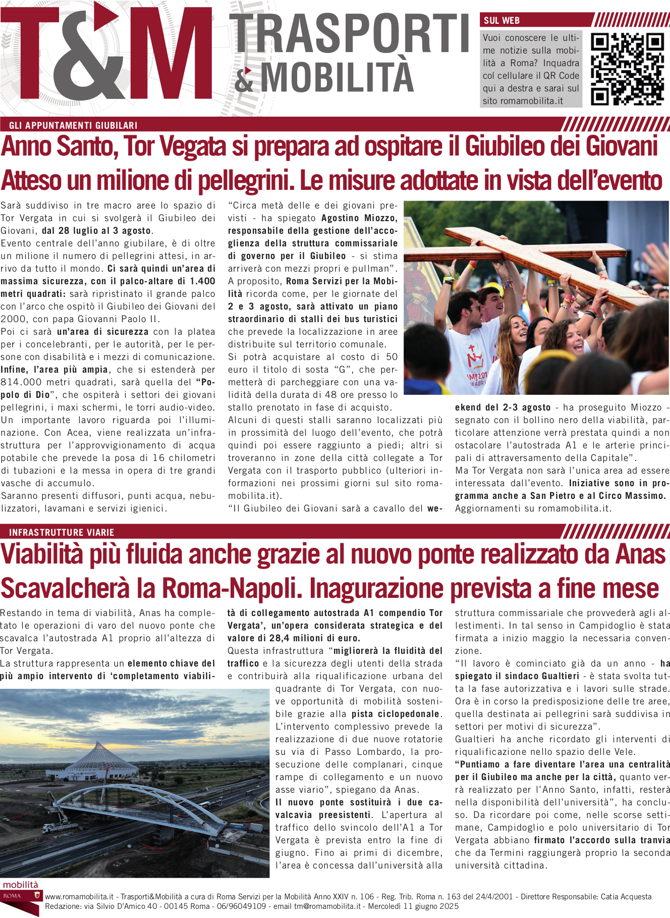 Anno Santo, Tor Vegata si prepara ad ospitare il Giubileo dei Giovani Atteso un milione di pellegrini. Le misure adottate in vista dell’evento