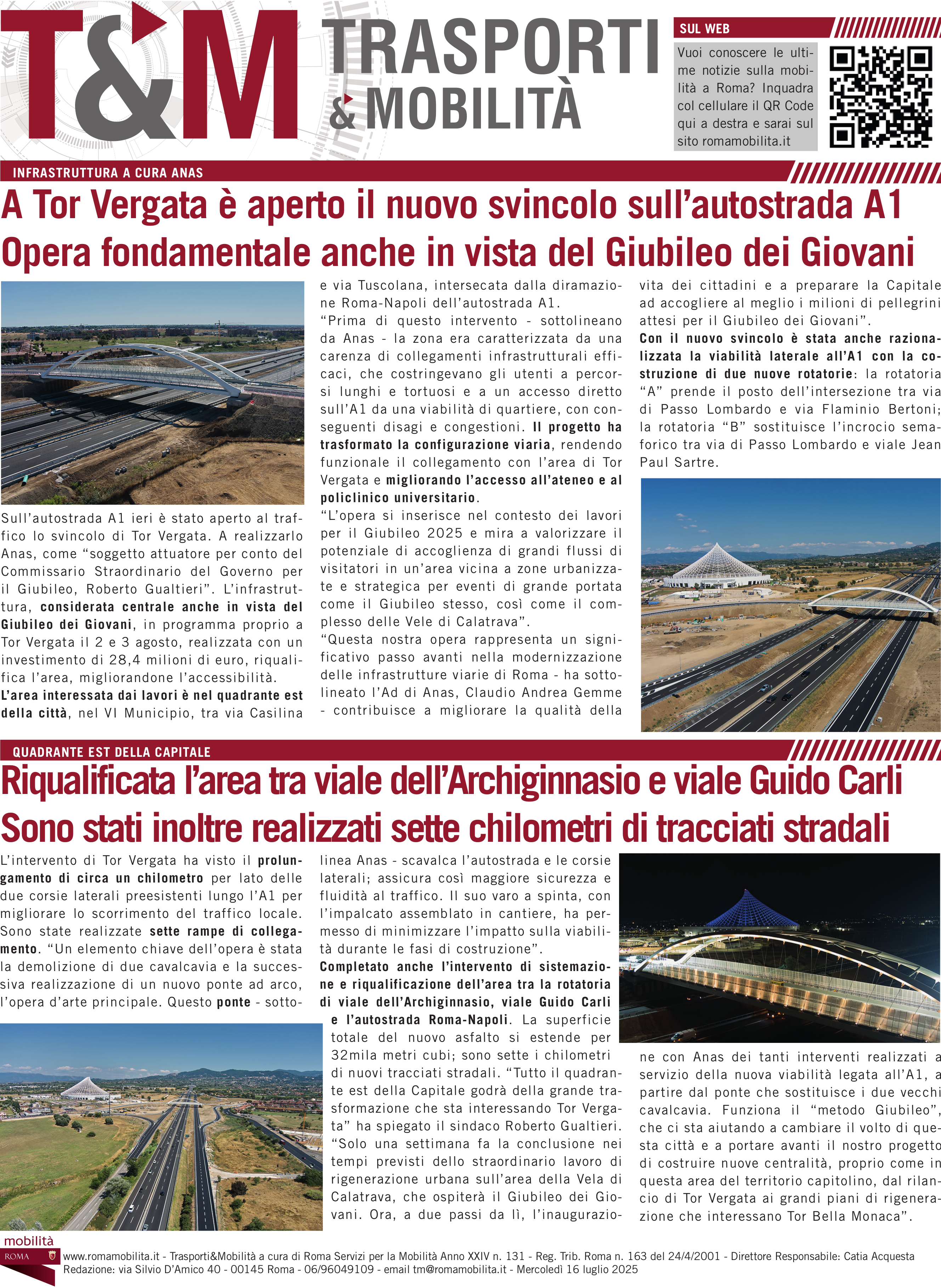 A Tor Vergata aperto il nuovo svincolo per l'autostrada A1