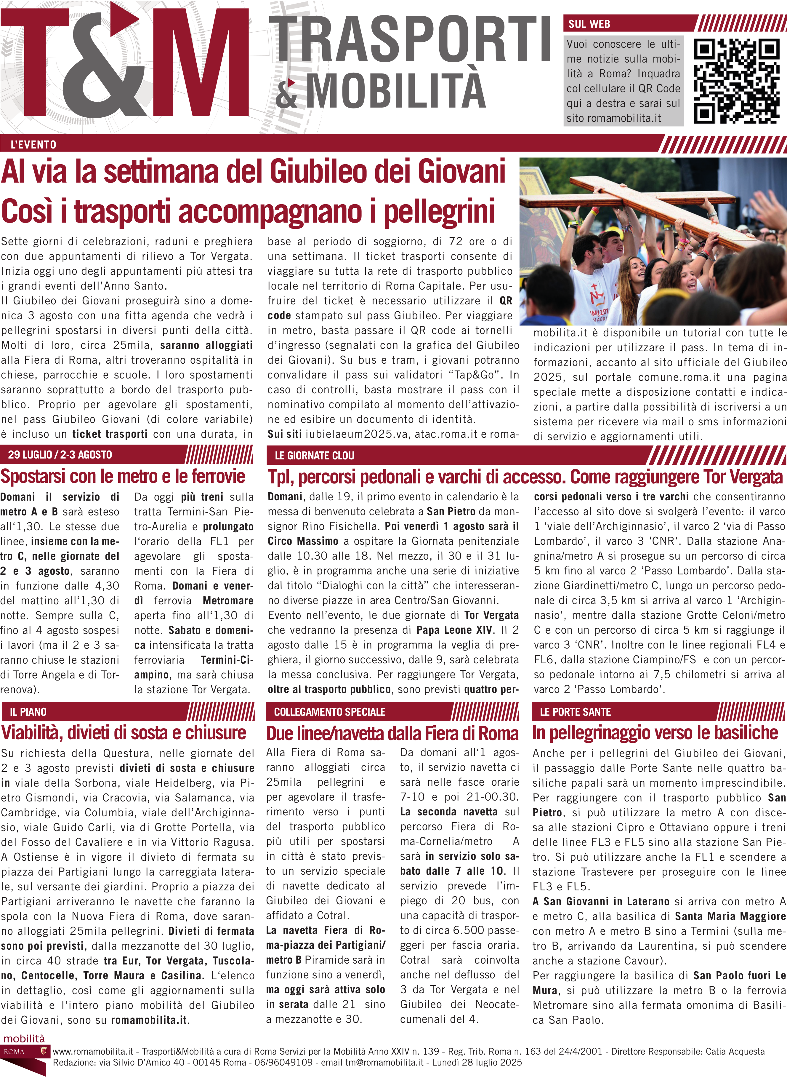 Al via la settimana del Giubileo dei Giovani, così i trasporti accompagnano i pellegrini