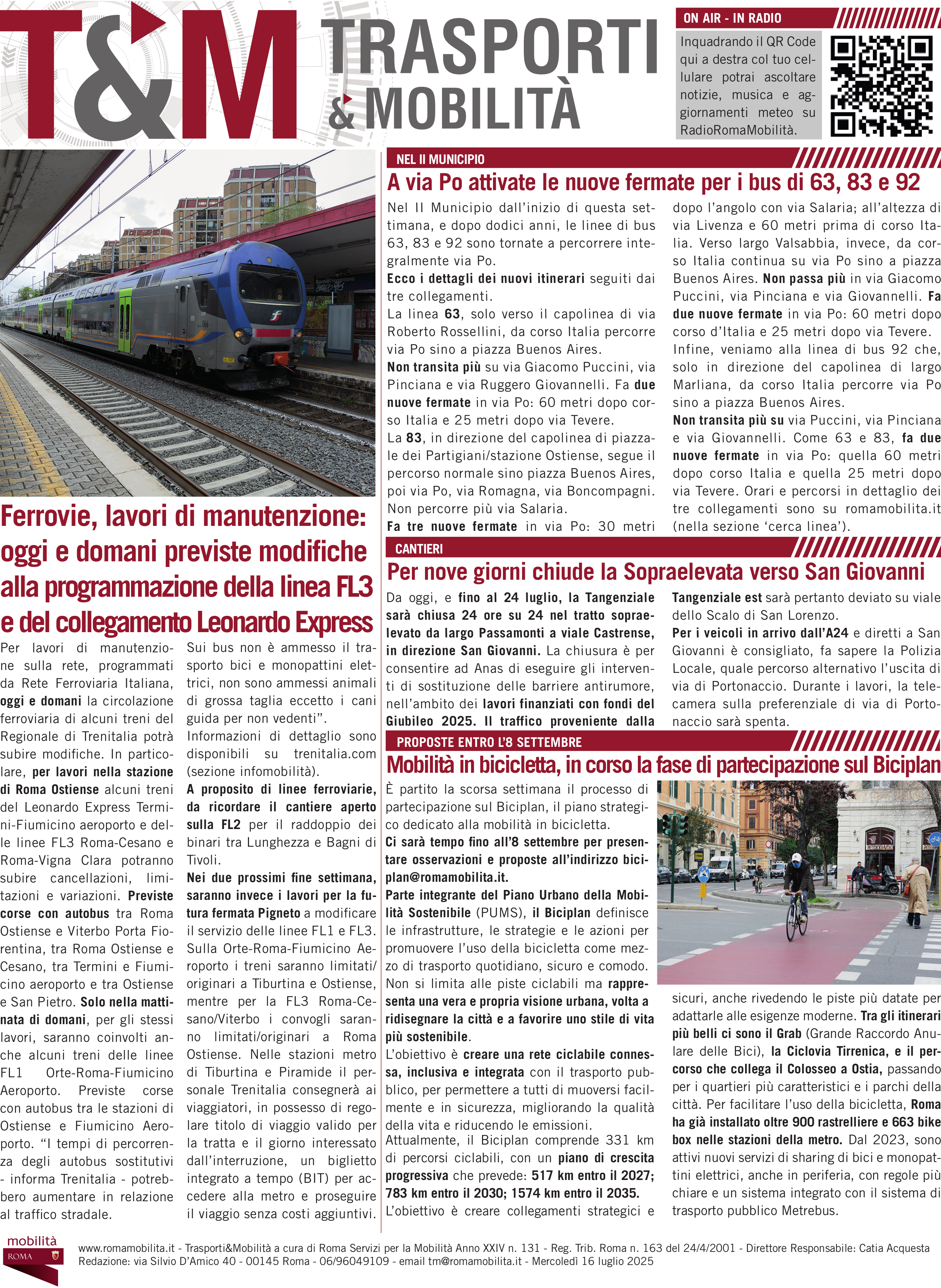 Ferrovie, lavori di manutenzione: oggi e domani modifiche per FL3 e Leonardo Express