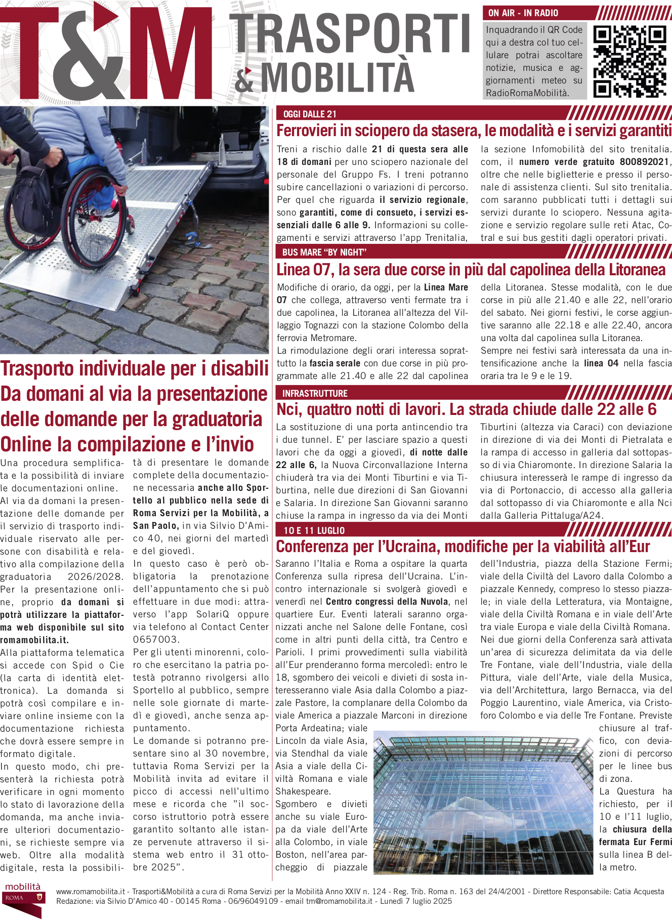 Trasporto individuale per i disabili Da domani al via la presentazione delle domande per la graduatoria Online la compilazione e l’invio