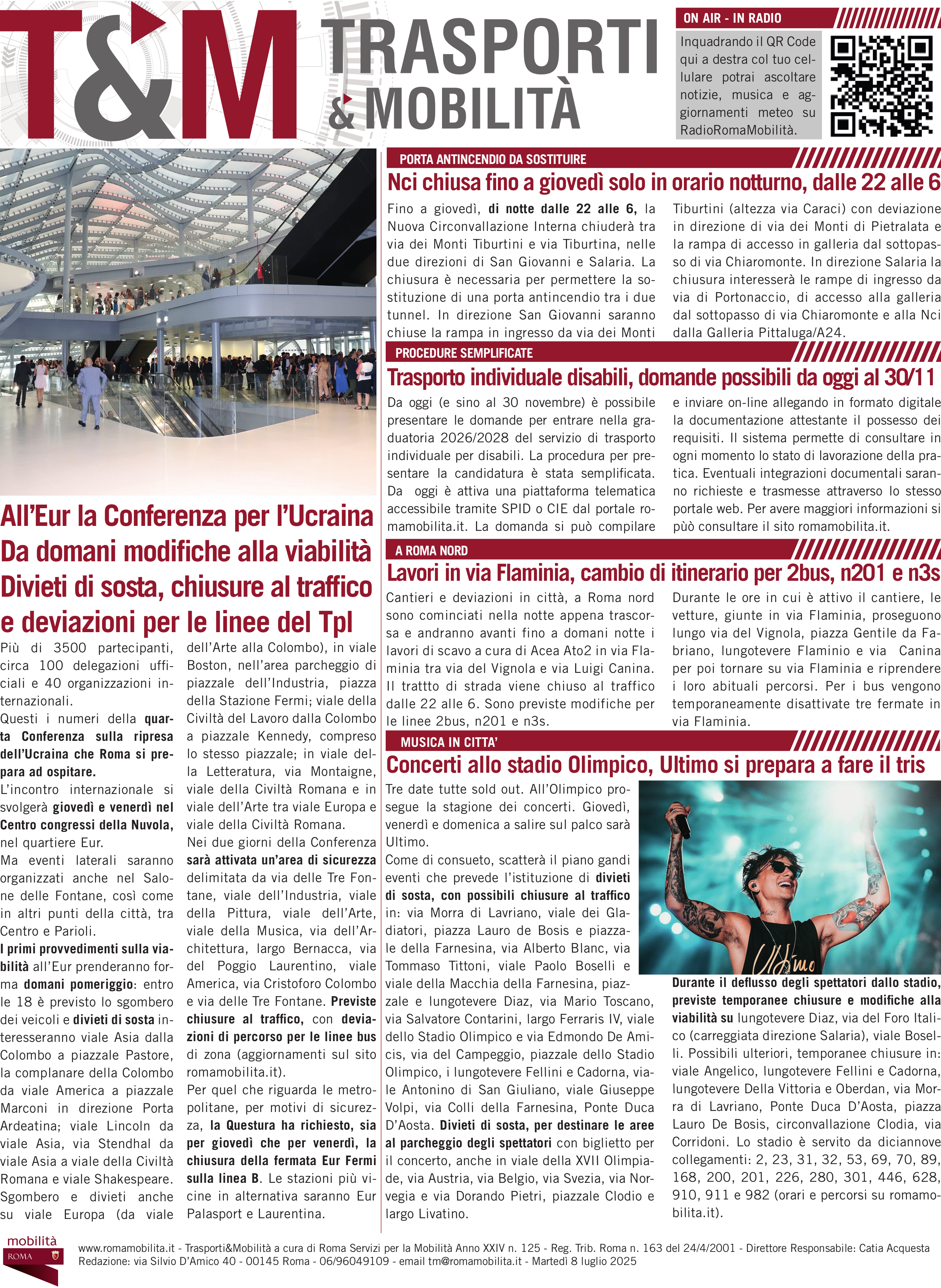 All'EUR la Conferenza per l'Ucraina, da domani modifiche alla viabilità della zona