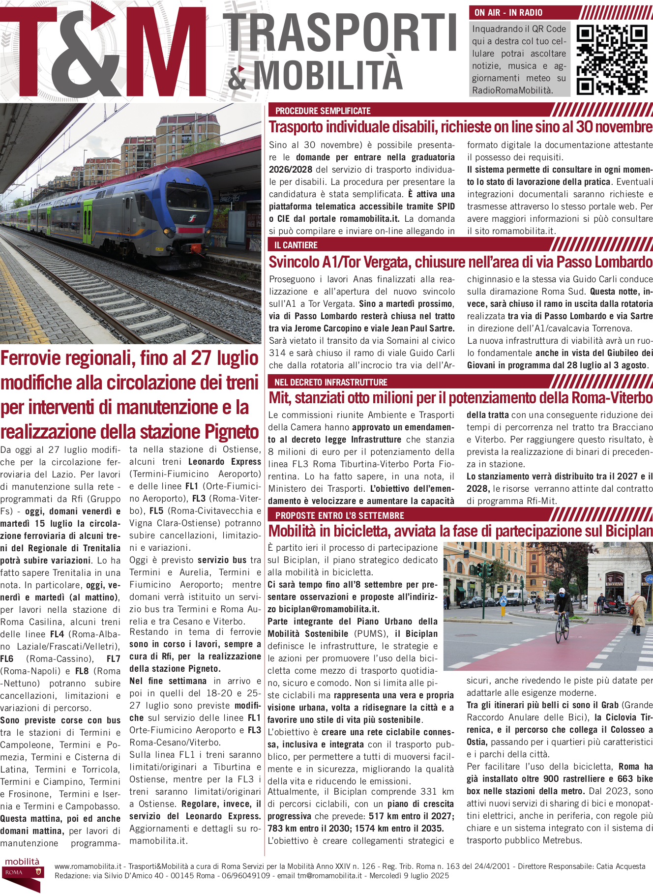Ferrovie regionali, fino al 27 luglio modifiche alla circolazione dei treni per interventi di manutenzione e la realizzazione della stazione Pigneto