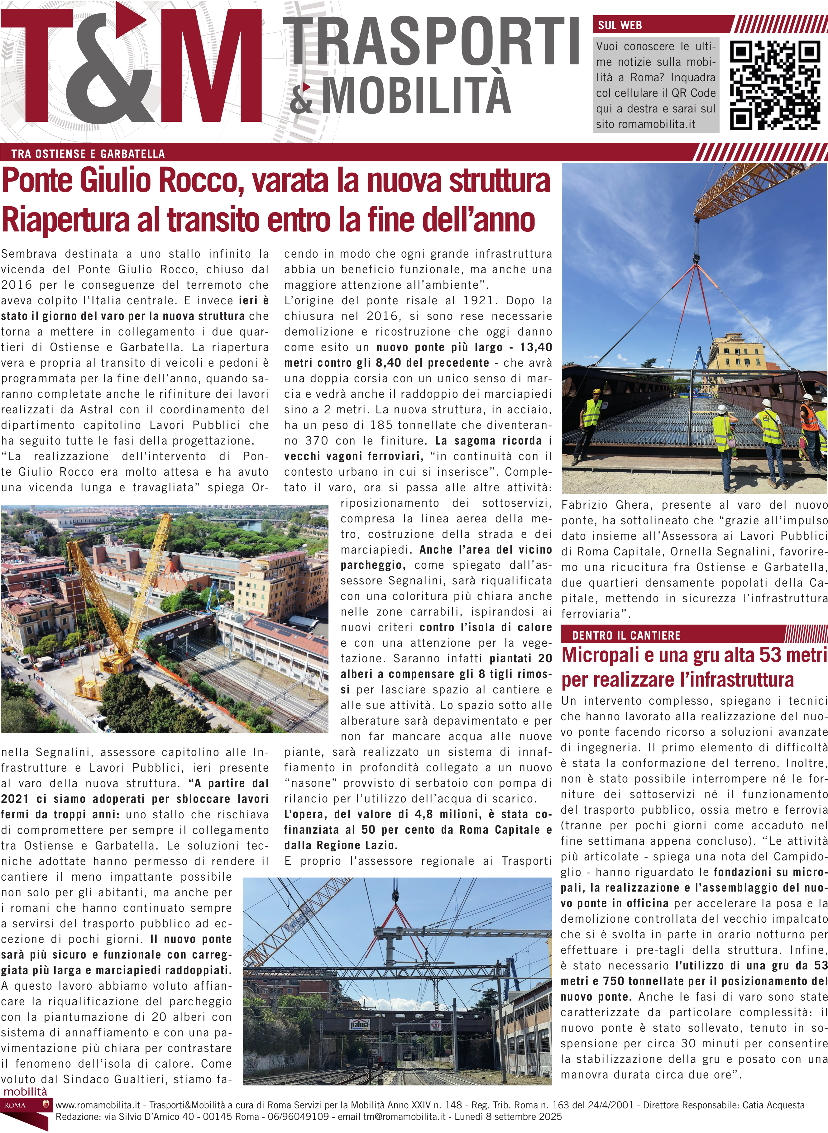 Ponte Giulio Rocco, riapertura al transito entro fine anno