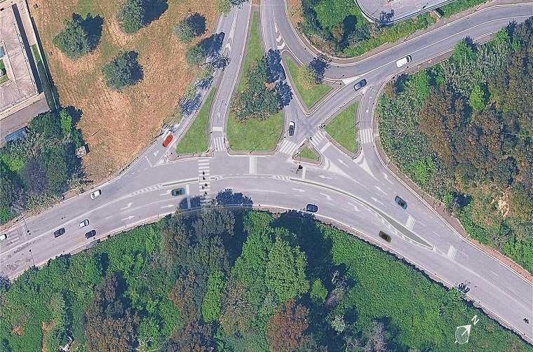 L'incrocio Portuense/Martini visto dall'alto