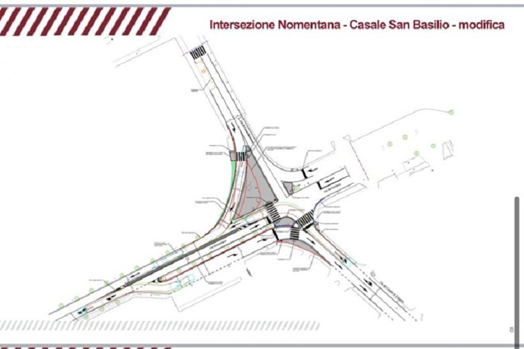 L'incrocio tra la Nomentana e via del Casale di San Basilio