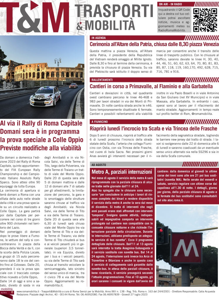 Al via il Rally di Roma Capitale, domani la prova speciale a Colle Oppio