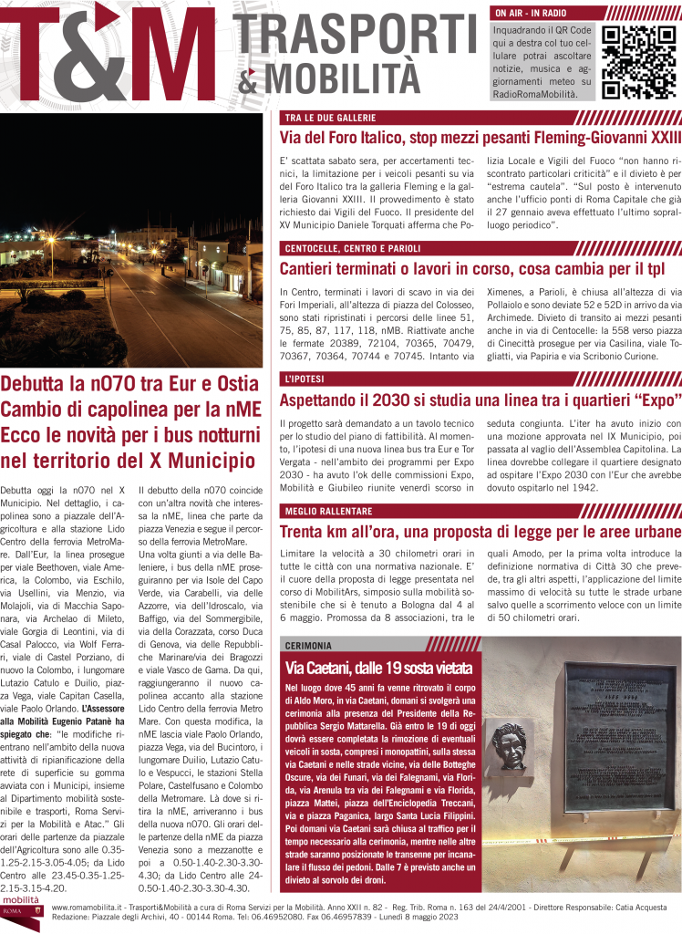 Debutta la n070 tra Eur e Ostia Cambio di capolinea per la nME Ecco le novità per i bus notturni nel territorio del X Municipio