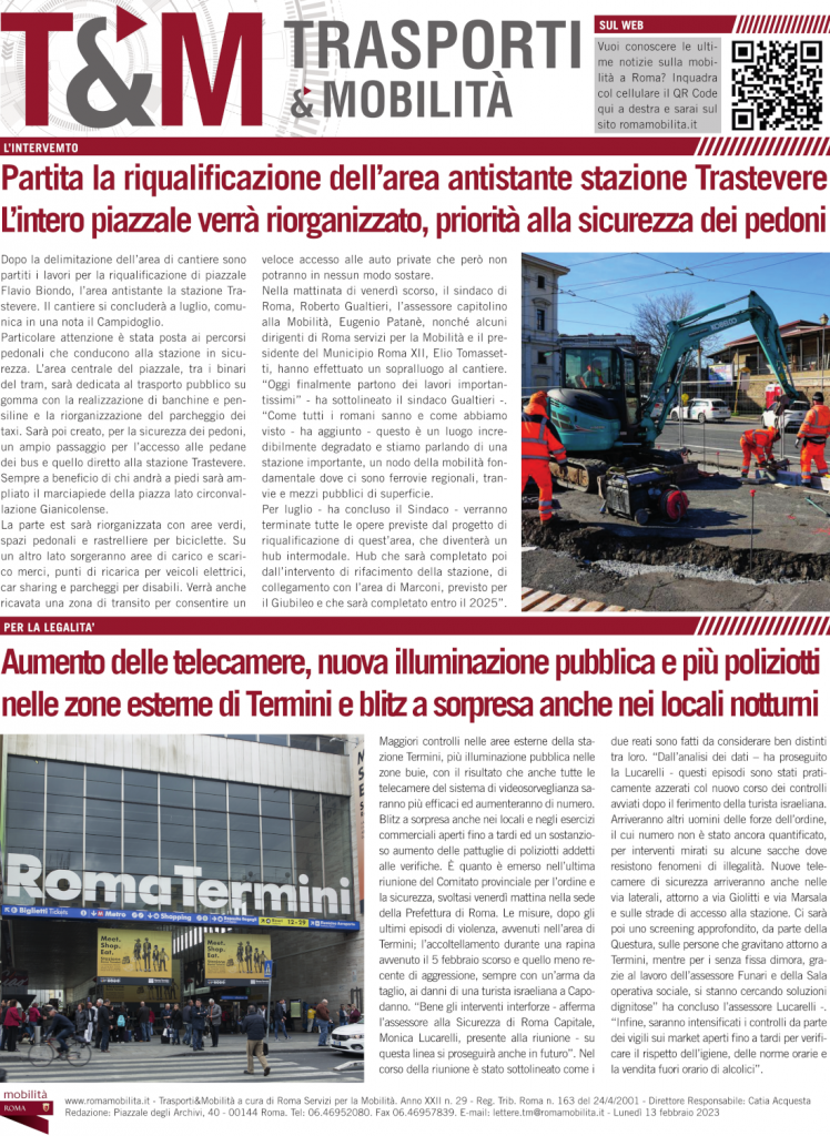 13 febraio - partita la riqualificazione dell'area antistante stazione Trastevere