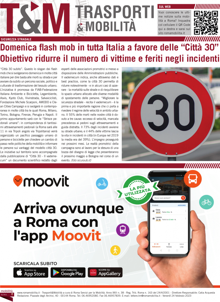 Domenica flash mob in tutta Italia a favore delle “Città 30”. Obiettivo ridurre il numero di vittime e feriti negli incidenti