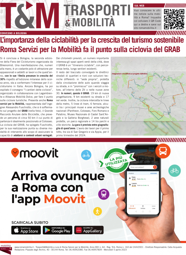 L’importanza della ciclabilità per la crescita del turismo sostenibile Roma Servizi per la Mobilità fa il punto sulla ciclovia del GRAB