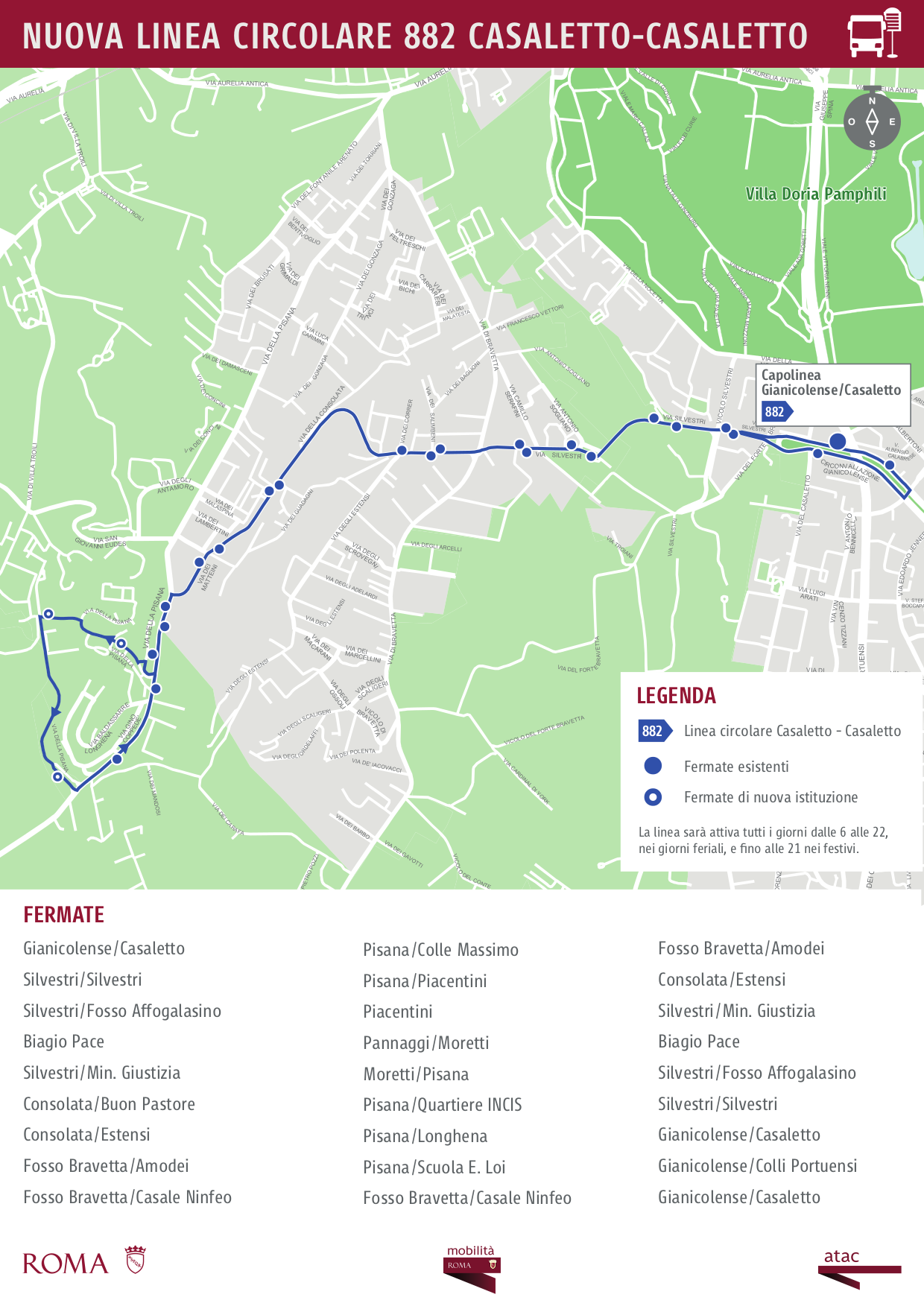 mappa nuova linea Circolare 882