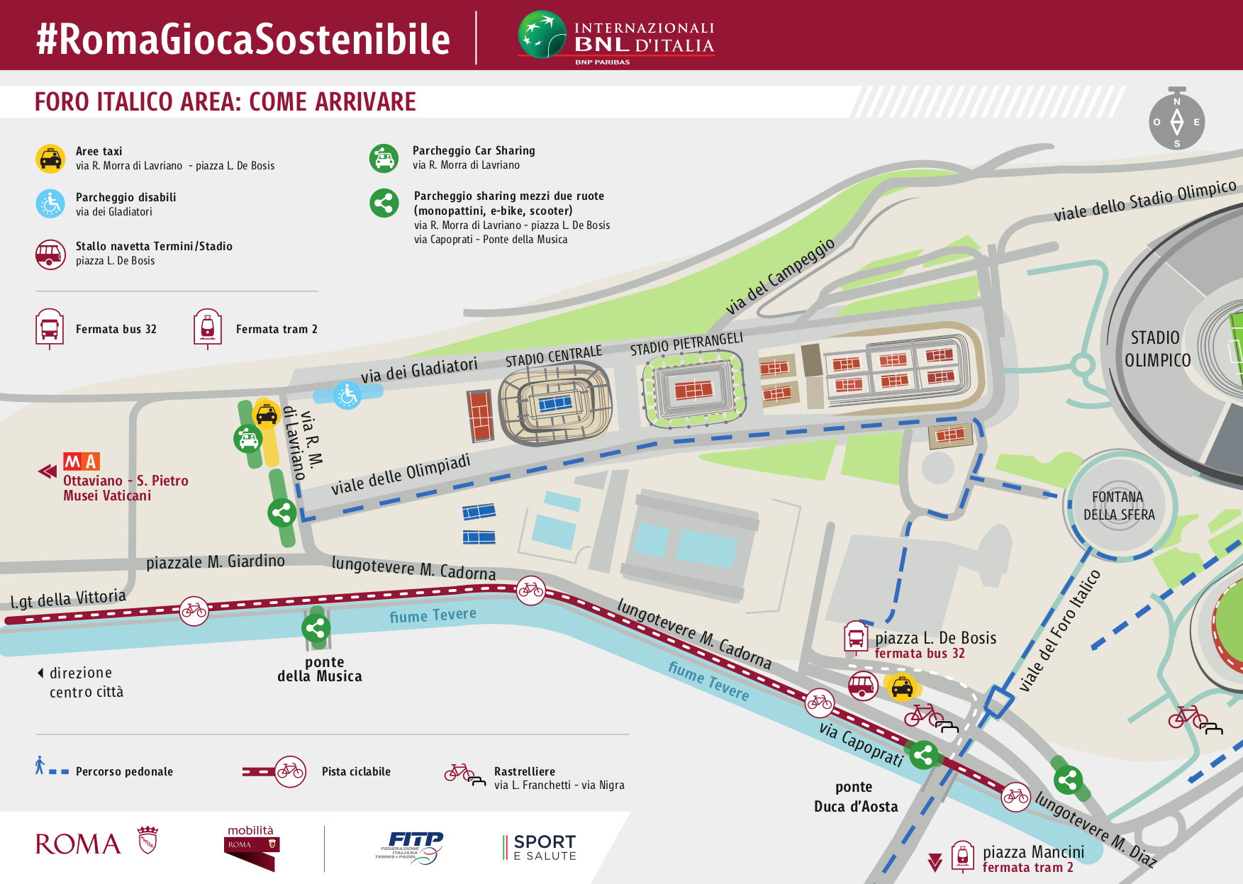 Mappa Foro Italico Area: Come Arrivare