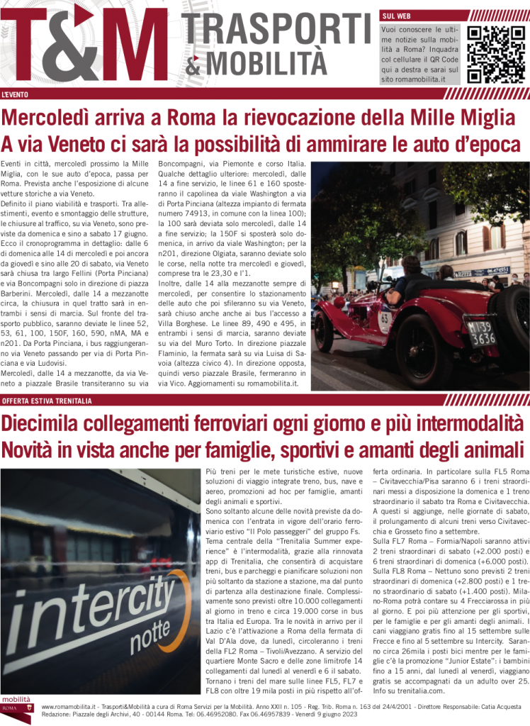 Mercoledì arriva a Roma la rievocazione delle Mille Miglia. A via Veneto ci sarà la possibilità di ammirare le auto d'epoca.