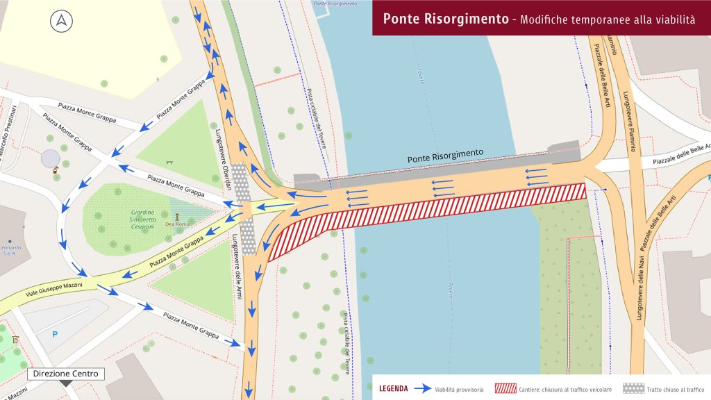 Ponte Risorgimento, nuova fase dei lavori di manutenzione 1 Mappa viabilita Ponte Risorgimento x sito