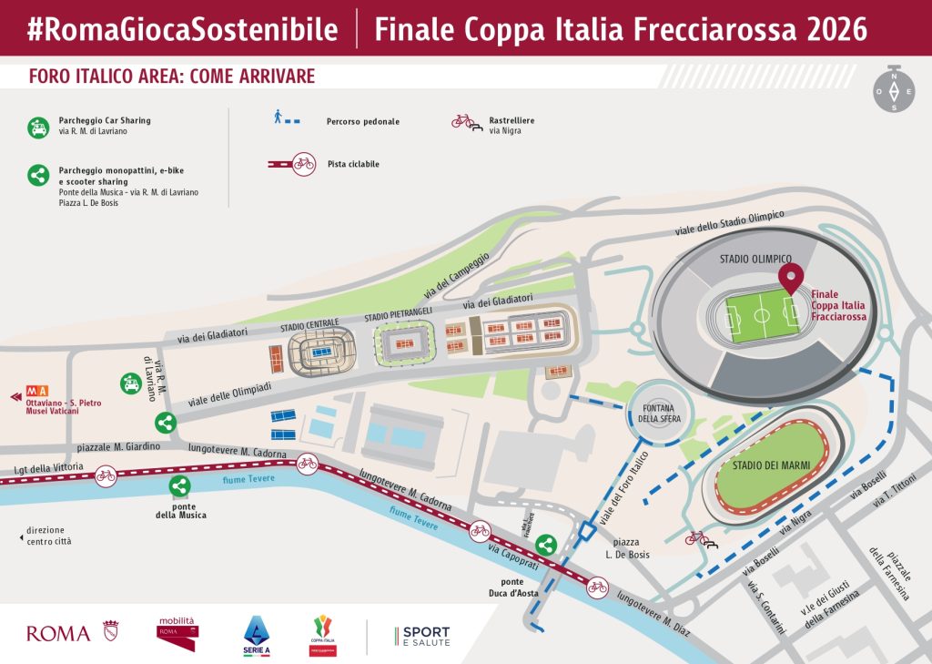 Olimpico, il 13 maggio la finale di Coppa Italia: sostenibilità al centro 1 CoppaItalia Mappa26 04 24 page 0001