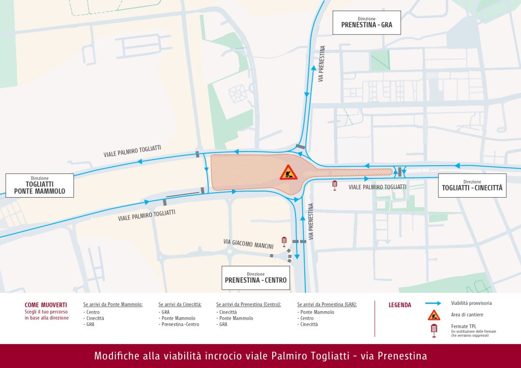 Dal 9 aprile modifiche per la viabilità all'incrocio tra la Prenestina e viale Togliatti 1 Mappa viabilita Togliatti 31.03 RMS page 0001