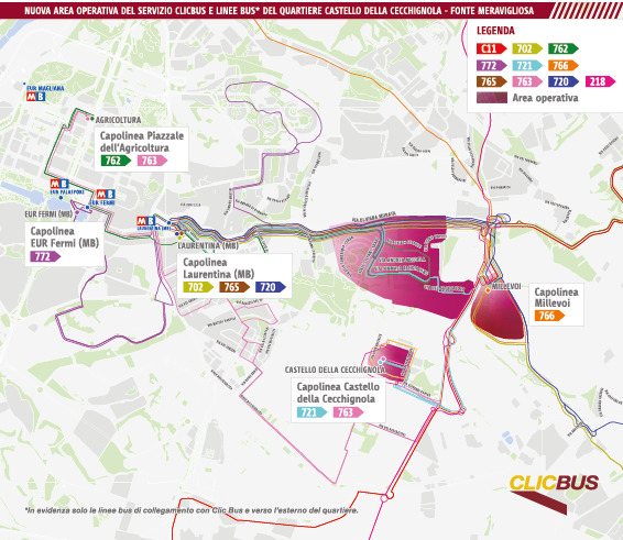 ClicBus Castello della Cecchignola - Fonte Meravigliosa 3 MAPPA CECCHIGNOLA