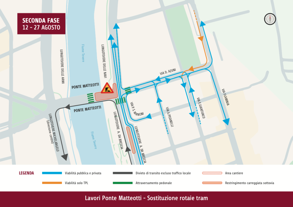 Nuovi binari tram, domani scatta la chiusura di Ponte Matteotti 1 rev 5 Mappa A3 piazza matteotti RMS 1 1